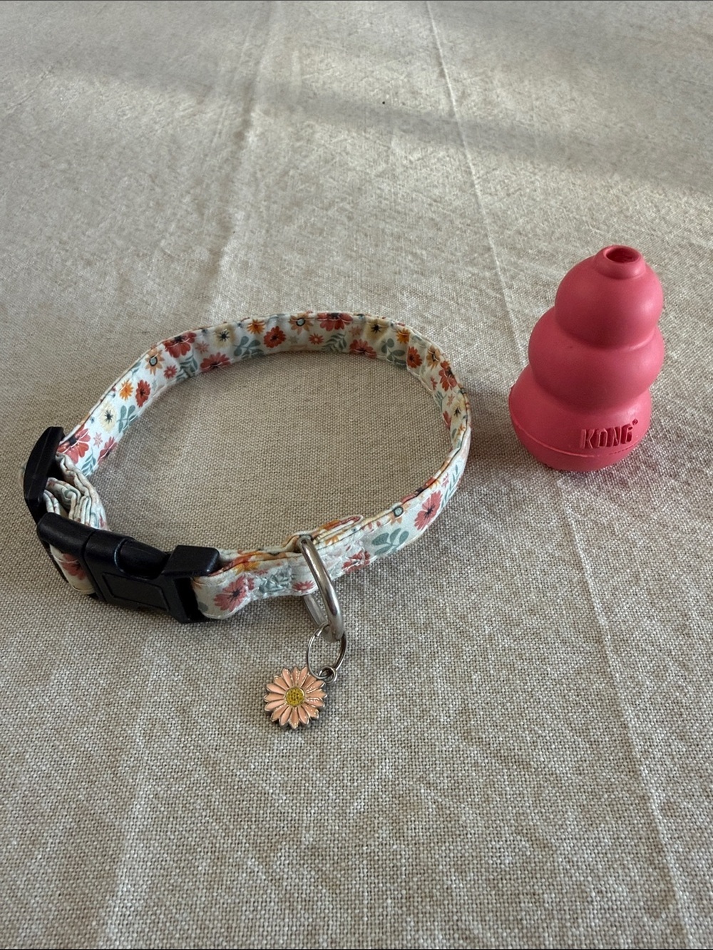 Floral Puppy Collar XS & Pink KONG Puppy Toy Bundle